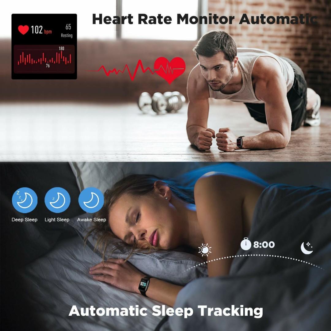 Anbes smart watch ip68 waterproof fitness tracker with heart rate on sale monitor