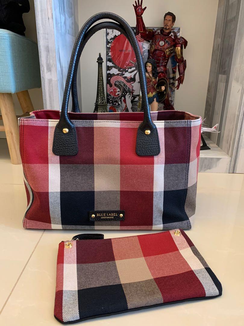 Blue label tote bag cheap