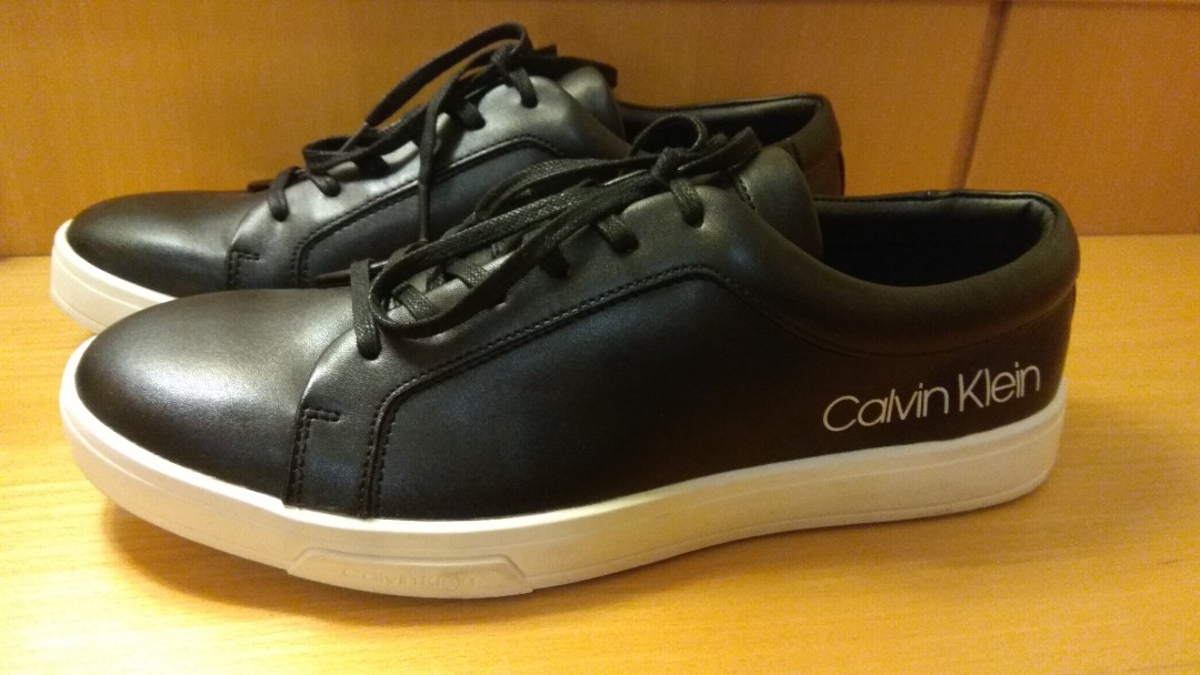 calvin klein black leather sneakers
