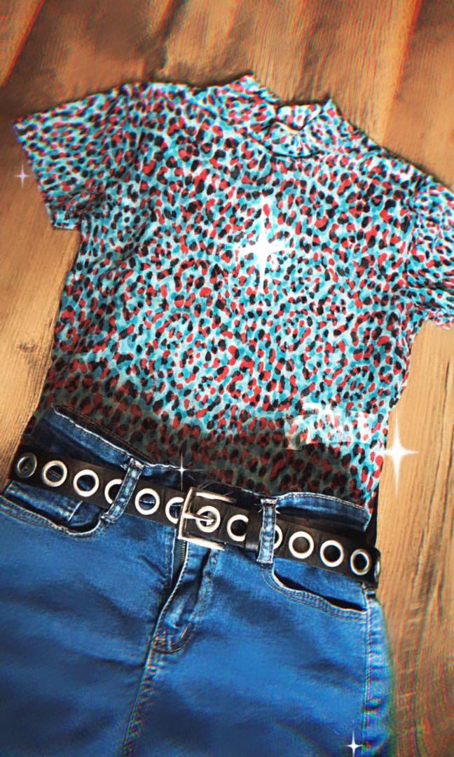 cheetah print mesh top