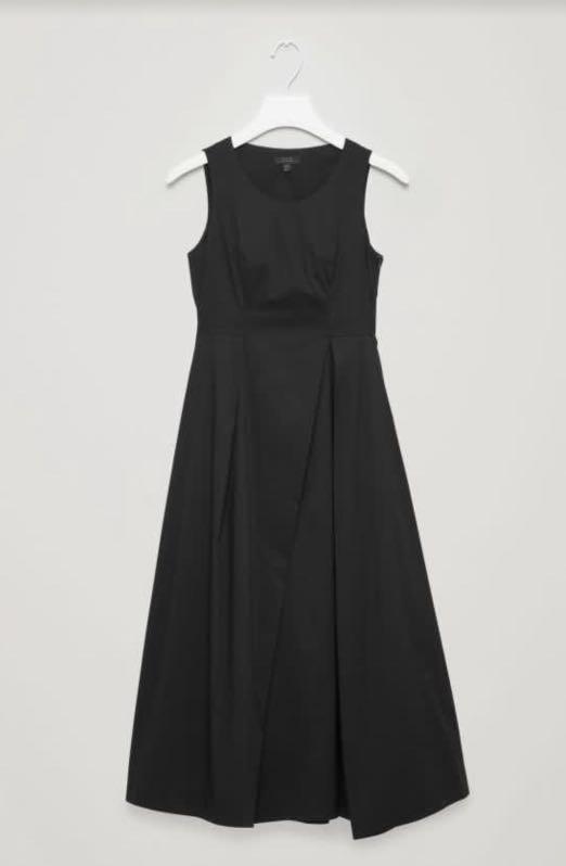 cos black pleated dress