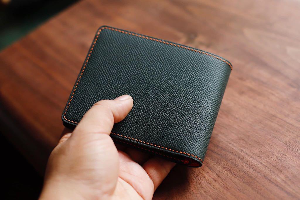 Bespoke Black Epsom Leather Wallet, Bifold Handmade W20 - Hephakee