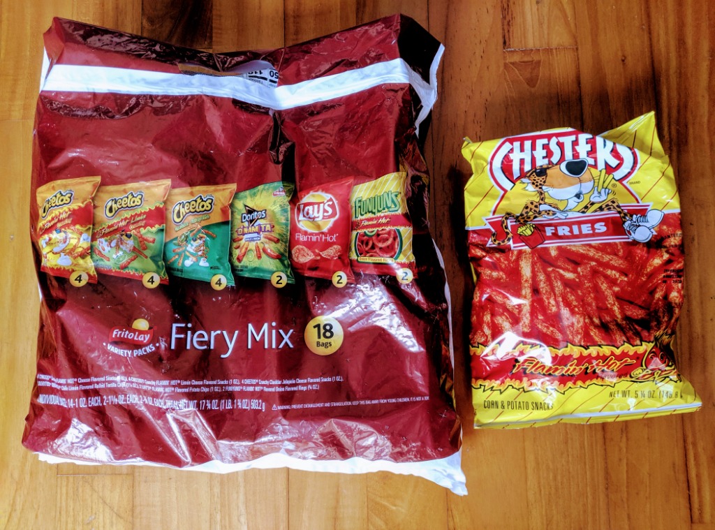 Hot Cheetos Fiery Mix (18 bags) + Chesters Flamin' Hot Fries, Food