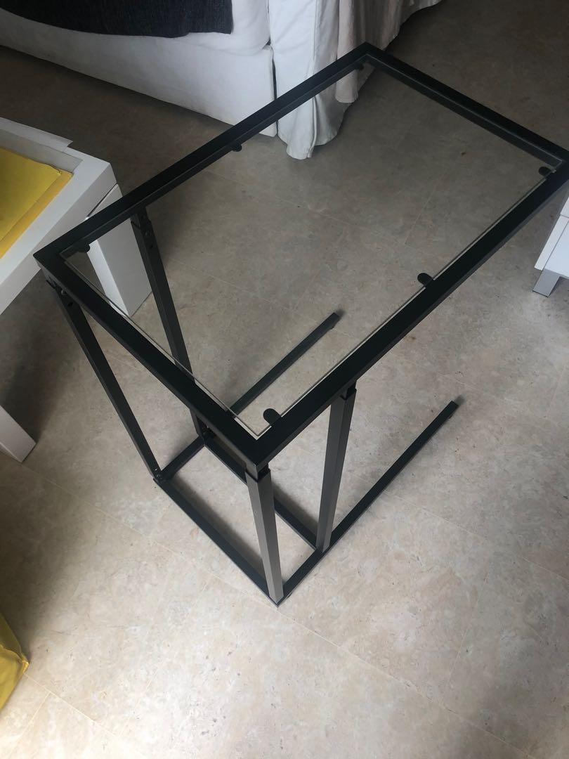 Ikea Black Glass Top Sidetable / laptop table, Furniture & Home Living