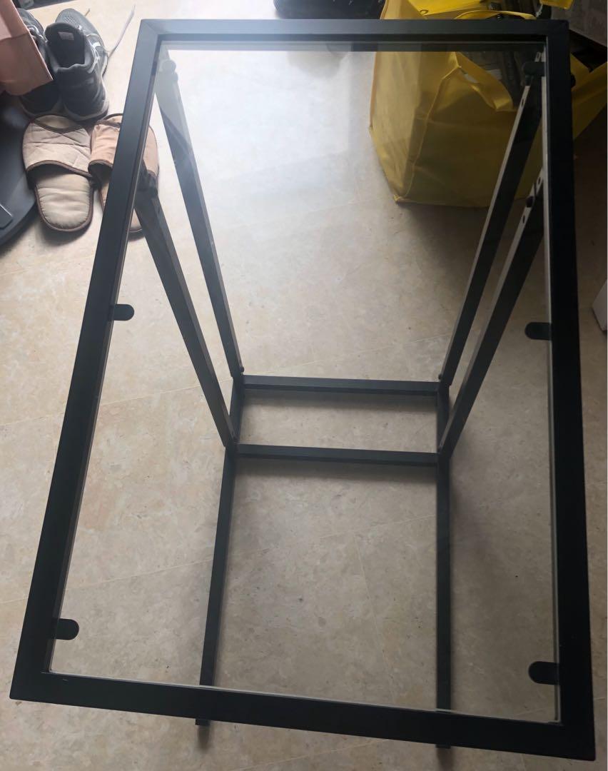 Ikea Black Glass Top Sidetable / laptop table, Furniture & Home Living