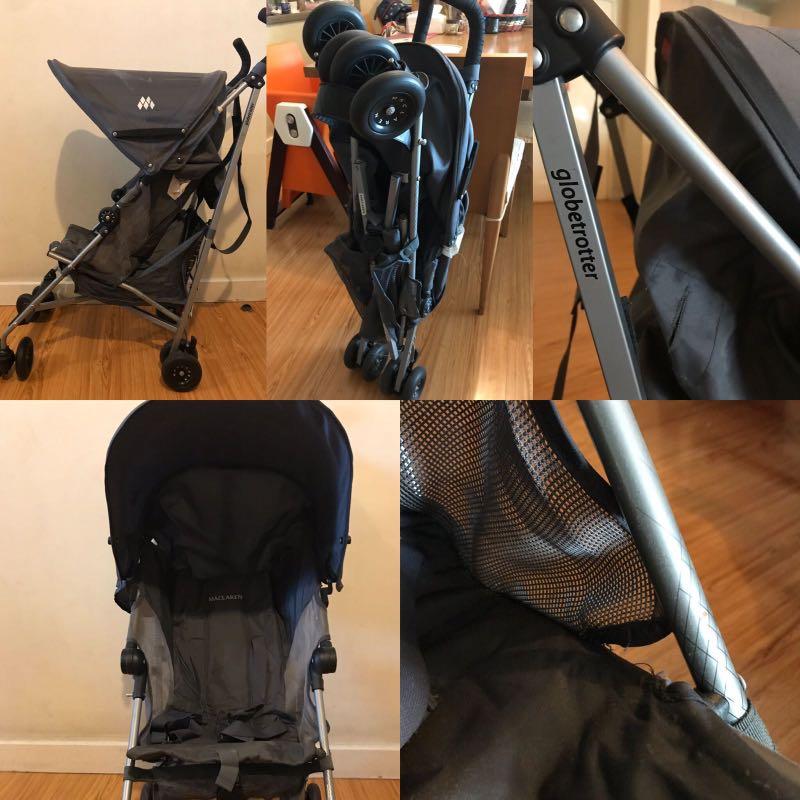 Maclaren Globetrotter Stroller (Category: Strollers) located in Manila. Submitted by dalandanisafruit (Listing ID 276870976, Image 1). Description: Suitable for children 6 months and up to 55lbs Basic weight of 4.8kg / 10.6Ib Multiple seat positions Slight tear on the side but only used twice Original price is almost P10,000 - this is a really good price Maclaren’s a well known brand for strollers Price is negotiable RFS: kids grew already.