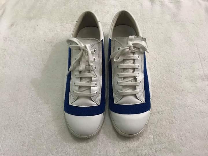 white leather velcro sneakers