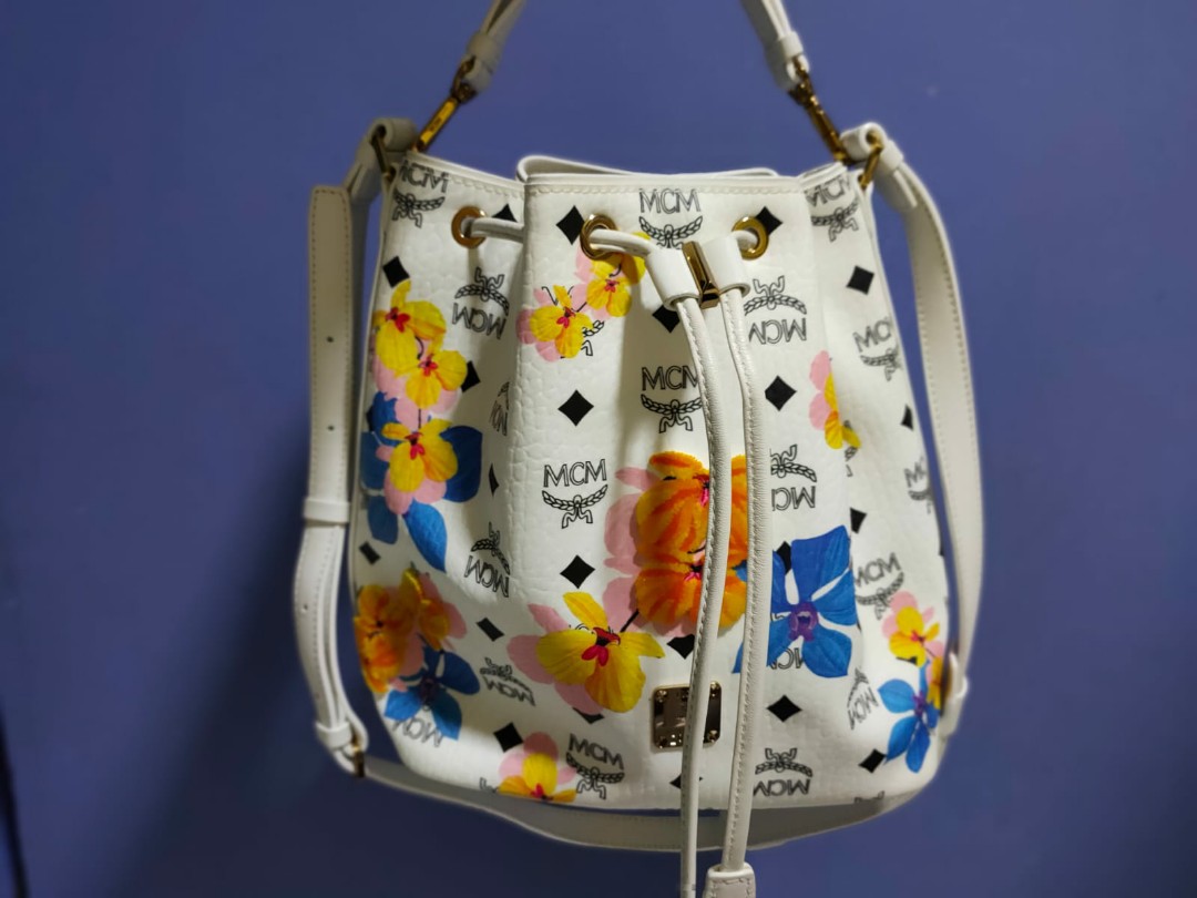 MCM floral visetos bucket bag Women s Fashion Bags Wallets
