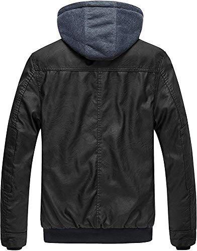 Mens faux leather outlet jacket with hoodie