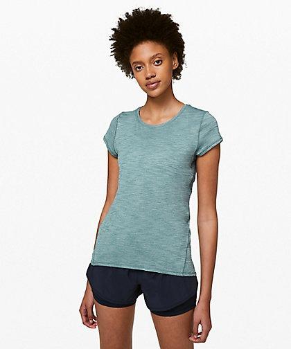 New Lululemon Another Mile Short Sleeve Size 2 in Heathered Aquatic Green Women s Fashion Tops Sleeveless on Carousell
