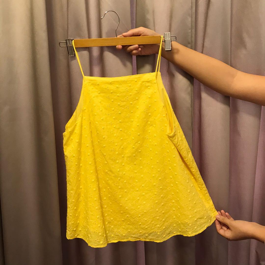 yellow spaghetti strap top