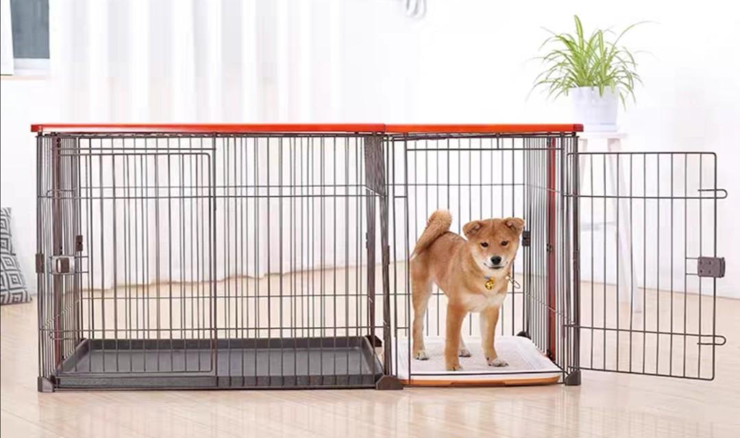Preloved Pee training Dog cage with Toilet Pet Supplies Homes Other Pet Accessories on Carousell