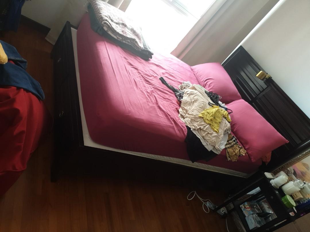[Free] Queen Size Bed Frame with Storage, Furniture & Home Living
