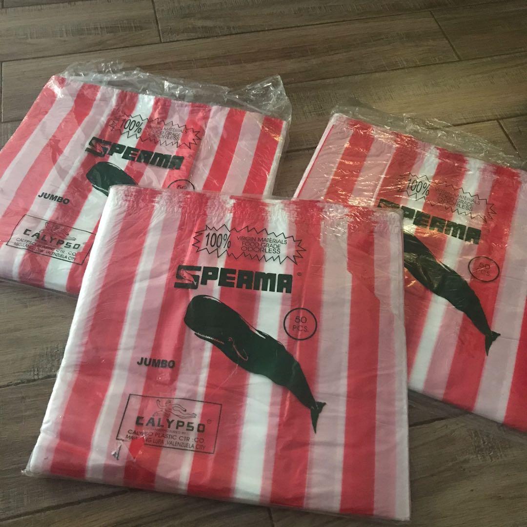 Red and cheap white plastic bag