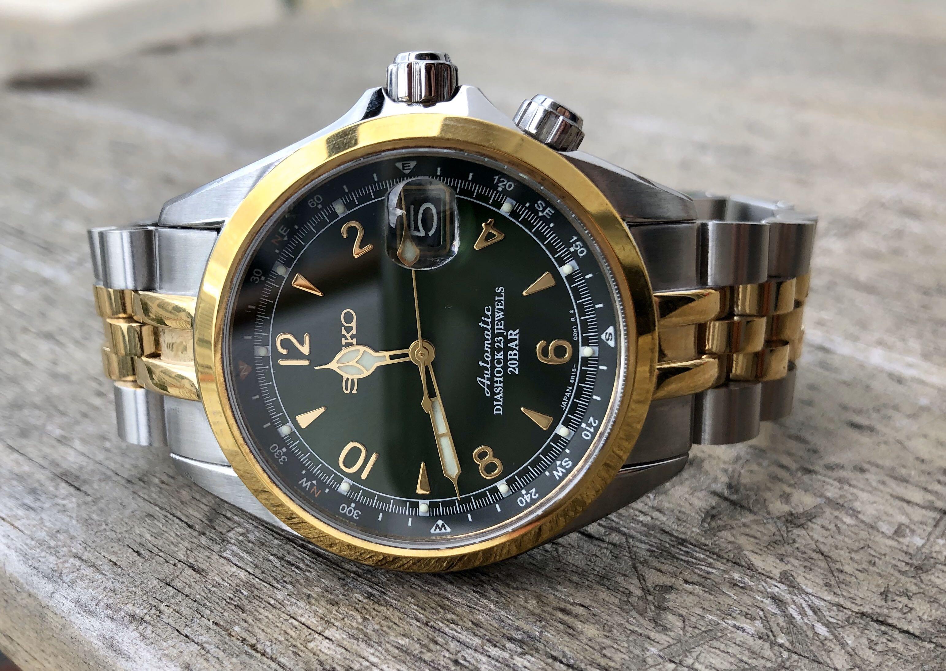Seiko Alpinist Green with 2 tone strapcode jubilee bracelet, Mobile Phones  & Gadgets, Wearables & Smart Watches on Carousell