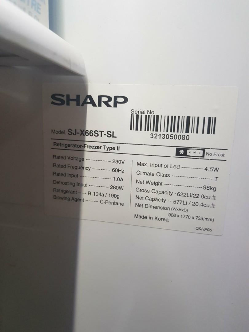 Sharp Side by Side Refrigerator, TV & Home Appliances, Kitchen