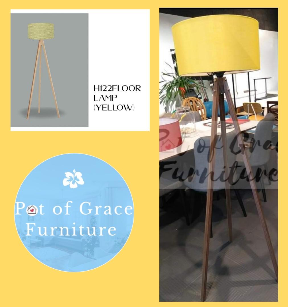 Tripod Floor Lamp yellow, Furniture & Home Living, Lighting & Fans