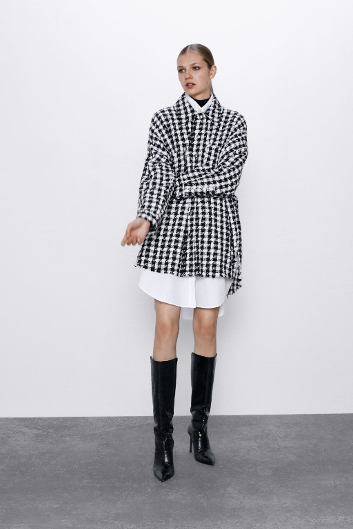 zara checked tweed blazer