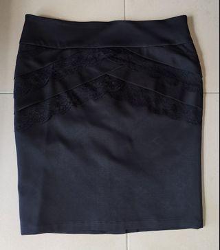 Black Pencil Skirt with Lace