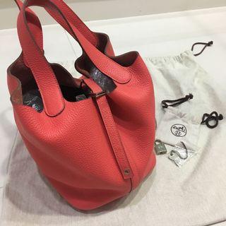 Hermes 26cm Rose Jaipur Clemence Leather Picotin Lock GM Bag