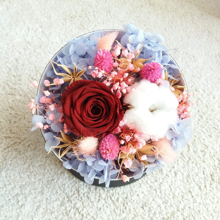 #226 | Red Preserved Rose Flower Box | Anniversary ...