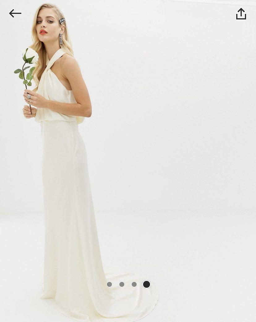 Asos edition ruched halter neck maxi wedding dress new arrivals