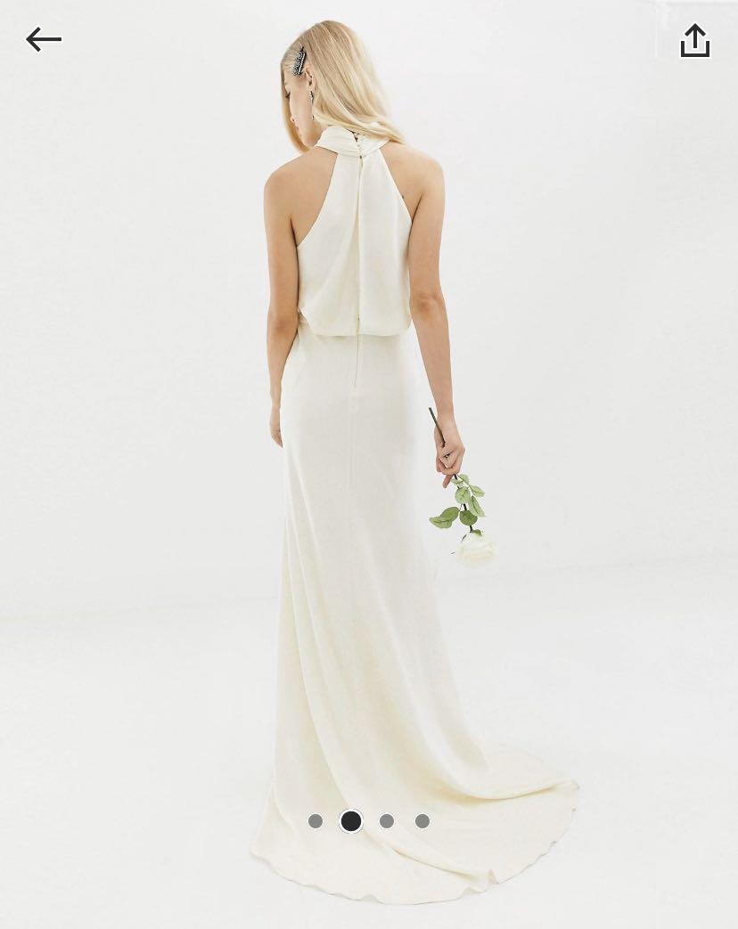 ASOS ruched halter neck maxi wedding dress Women s Fashion Tops Sleeveless on Carousell