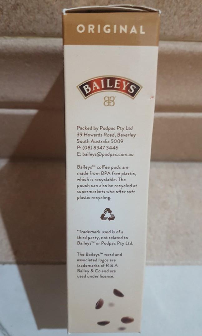Baileys coffee pods imported fr Australia Nespresso