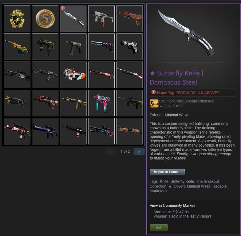 Csgo Skins Mw Butterfly Knife And Many More Toys Games Video Gaming In Game Products On Carousell - counter strike kids edition roblox csgo