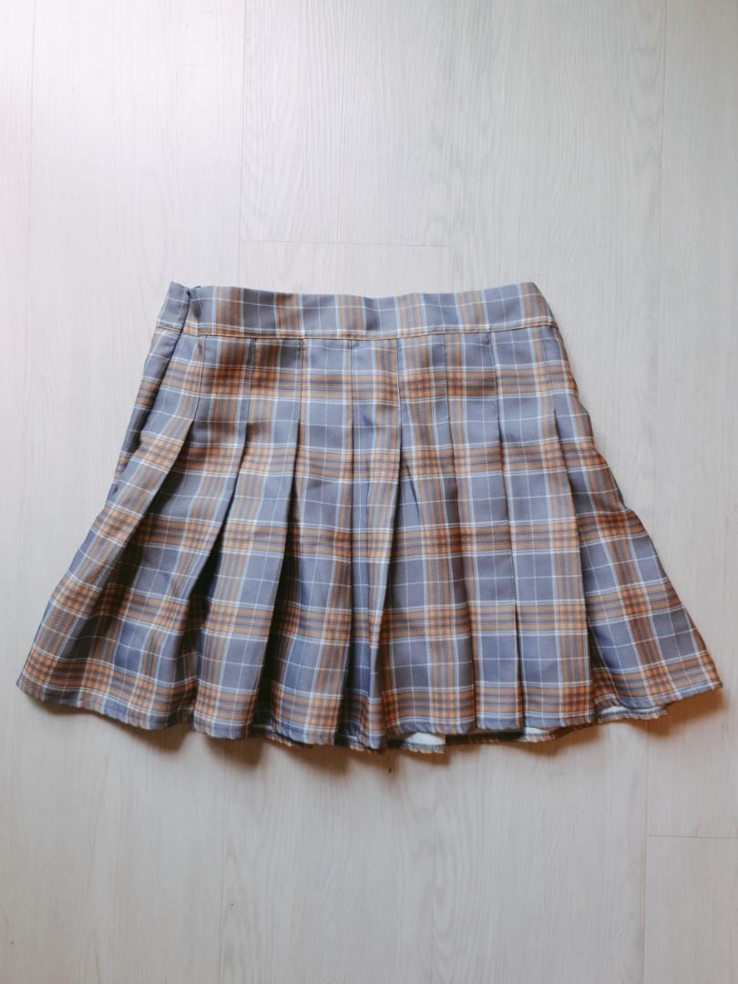 Grey Yellow Plaid Tennis Skirt Women s Fashion Bottoms Skirts on Carousell