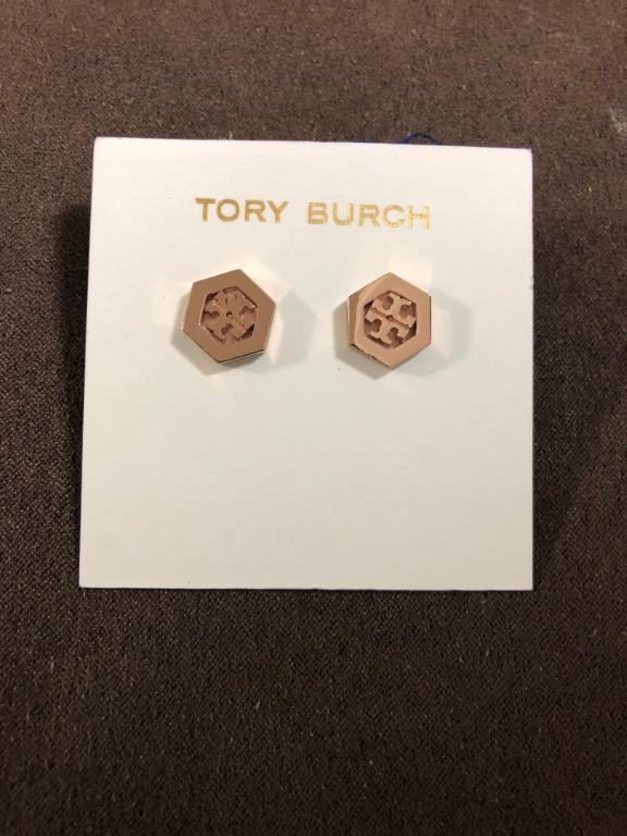 Tory burch hex logo stud earrings top