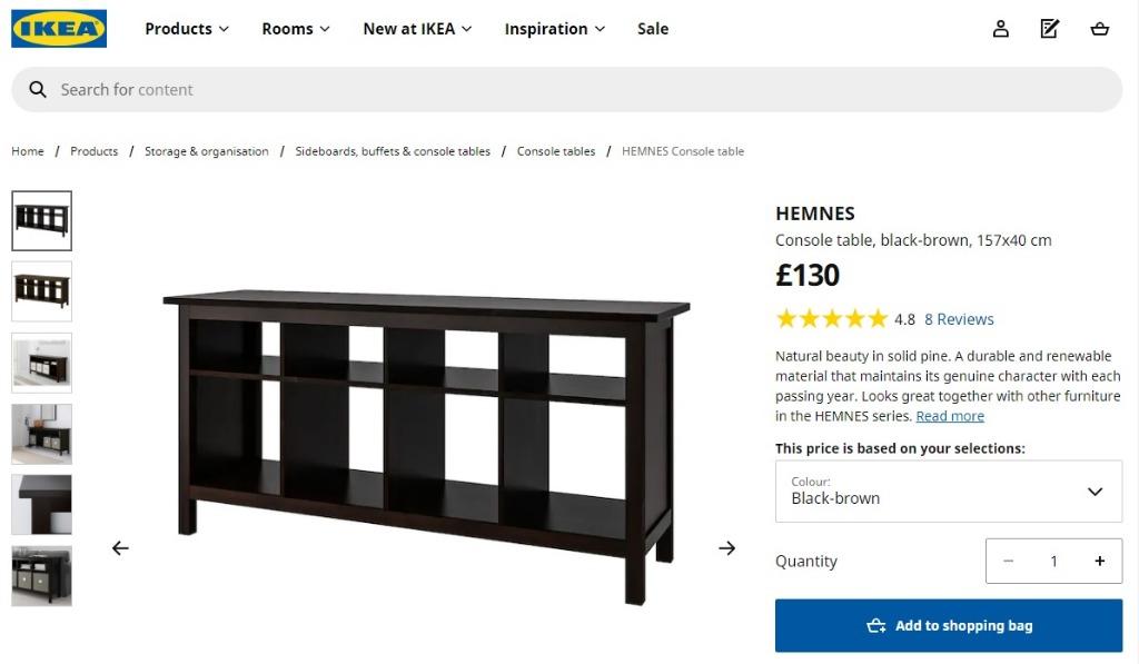 IKEA Hemnes Consoletable + 4 Baskets, 傢俬＆家居, 傢俬, 書櫃、櫃子及架 Carousell