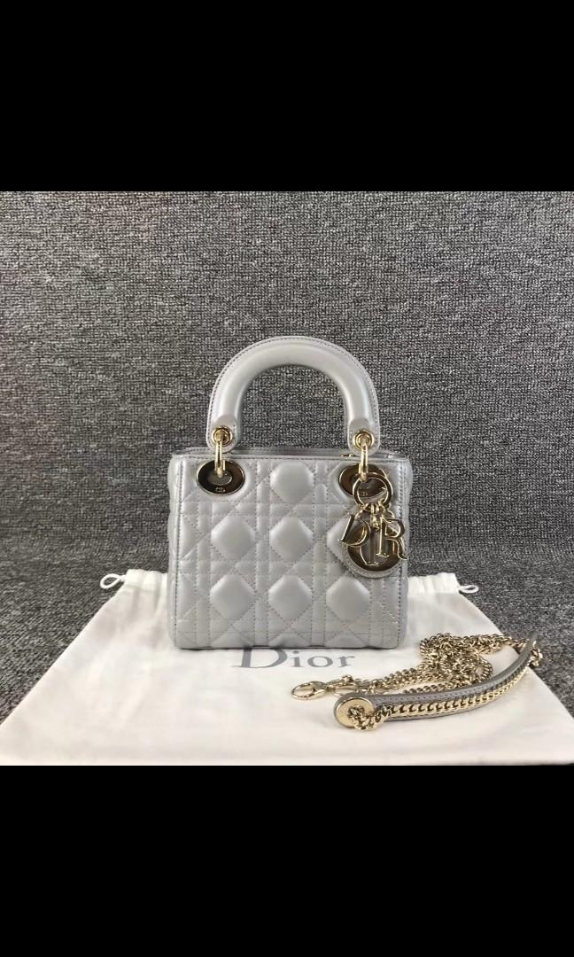 Lady Dior Mini Grey Metallic 2018 Women s Fashion Bags Wallets
