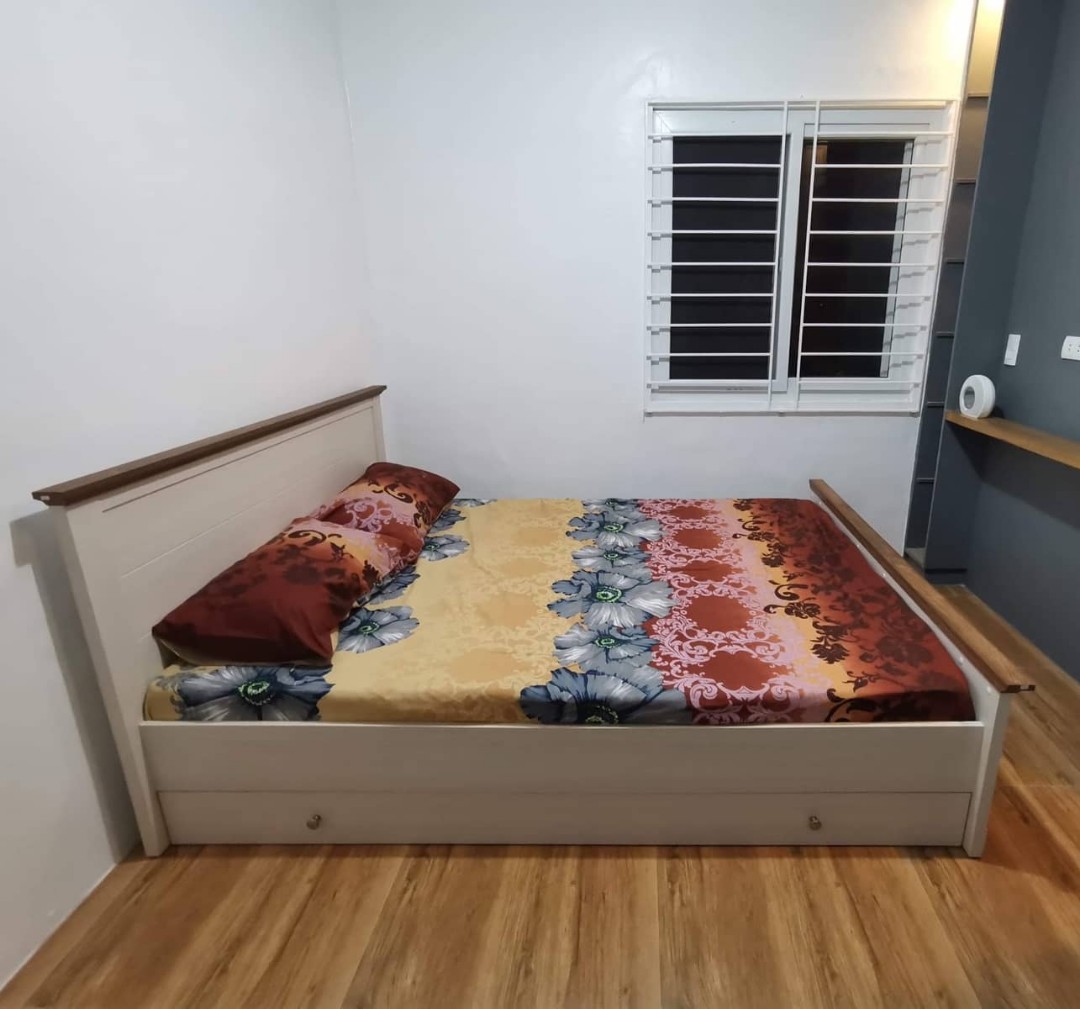 Queen Size Wooden Bed Frame with Under bed Storage, Furniture & Home