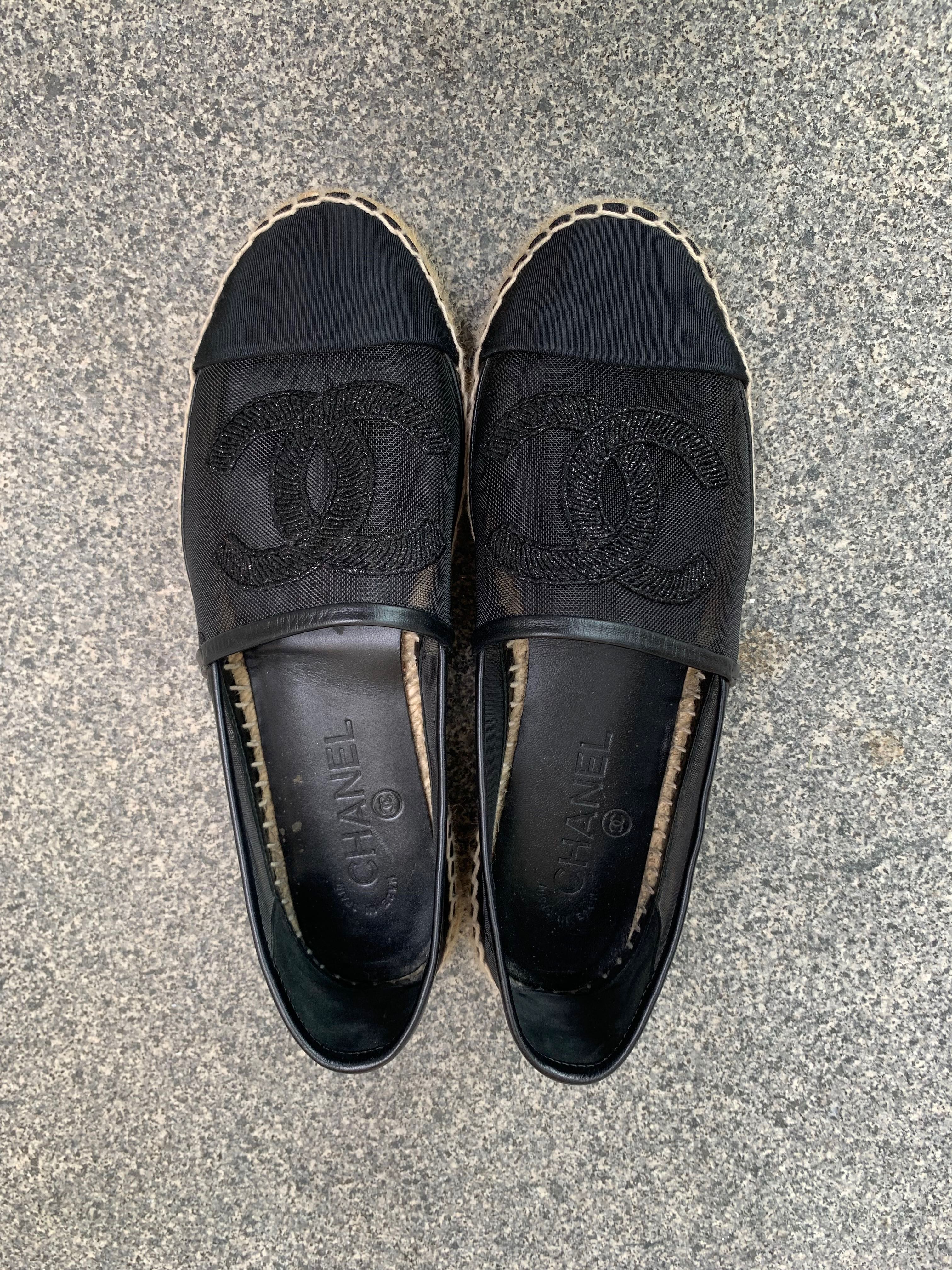 Chanel espadrilles hot sale black mesh