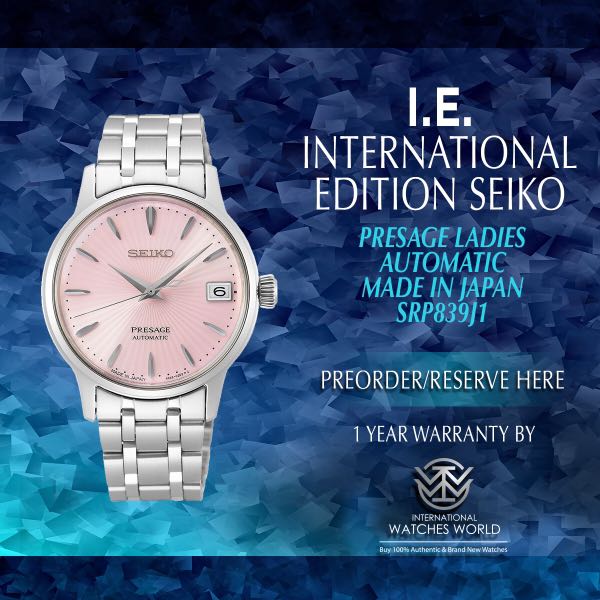SEIKO INTERNATIONAL EDITION PRESAGE LADIES MADE IN JAPAN AUTOMATIC SRP839J1 PINK  DIAL, Women's Fashion, Watches & Accessories, Watches on Carousell