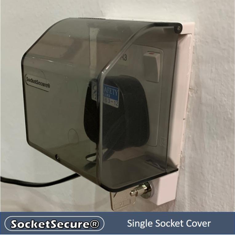 Electrical Single Plug Socket Safety Cover with lock, Babies & Kids