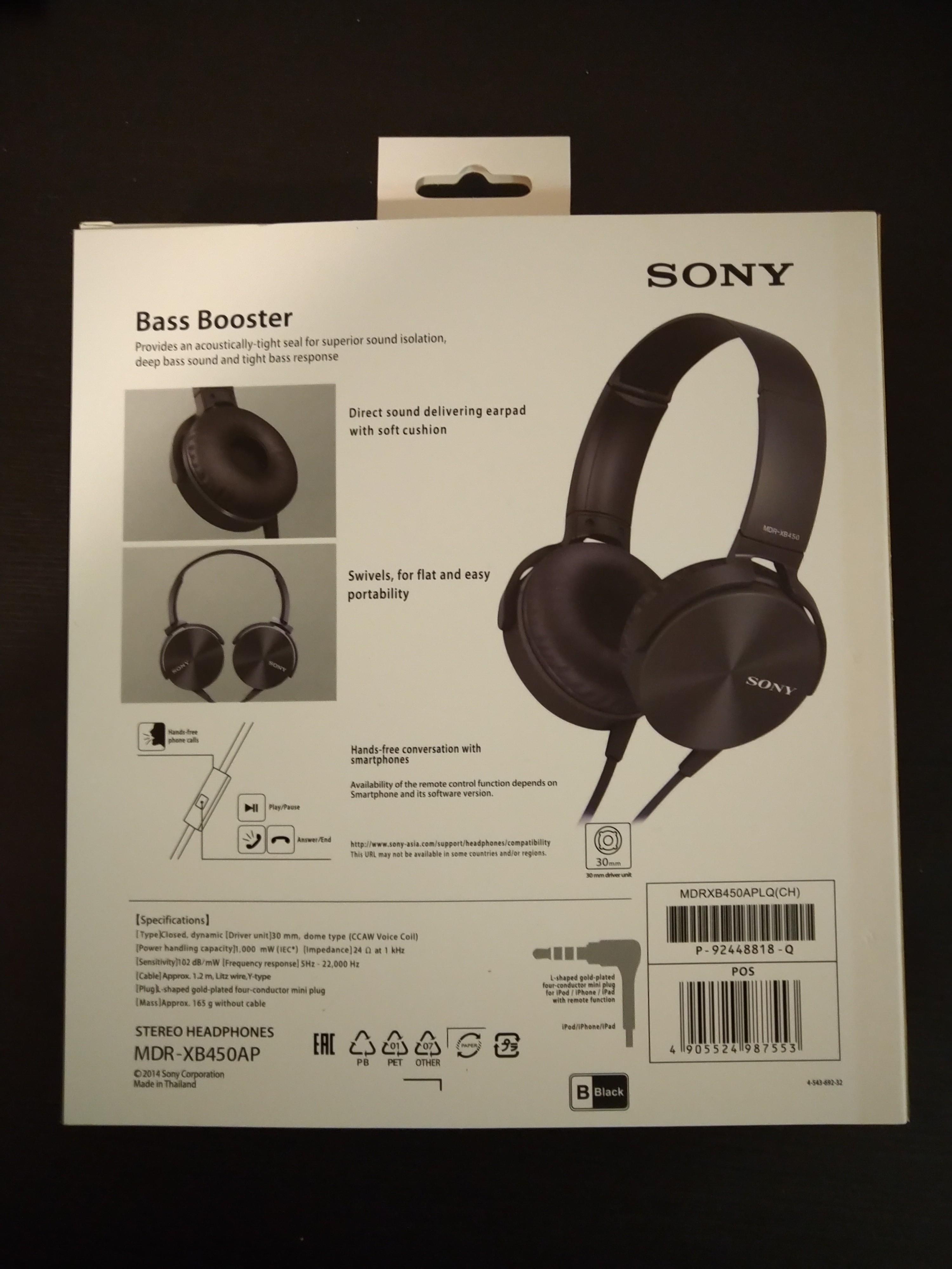 Sony Extra Bass MDR-XB450AP 黑色, 音響器材, 可攜式音響設備 - Carousell