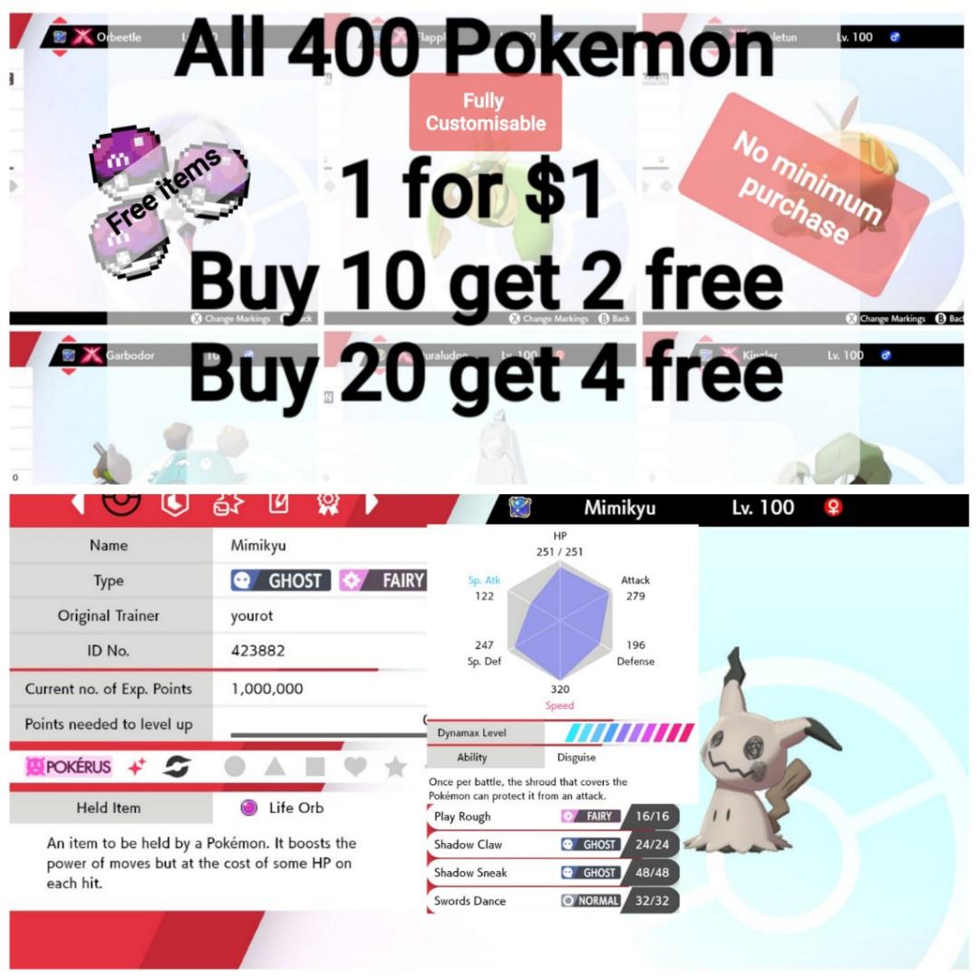 Square Shiny 6iv Pokerus Battle Ready Mimikyu Pokemon Sword And Shield Nintendo Switch Toys Games Video Gaming In Game Products On Carousell
