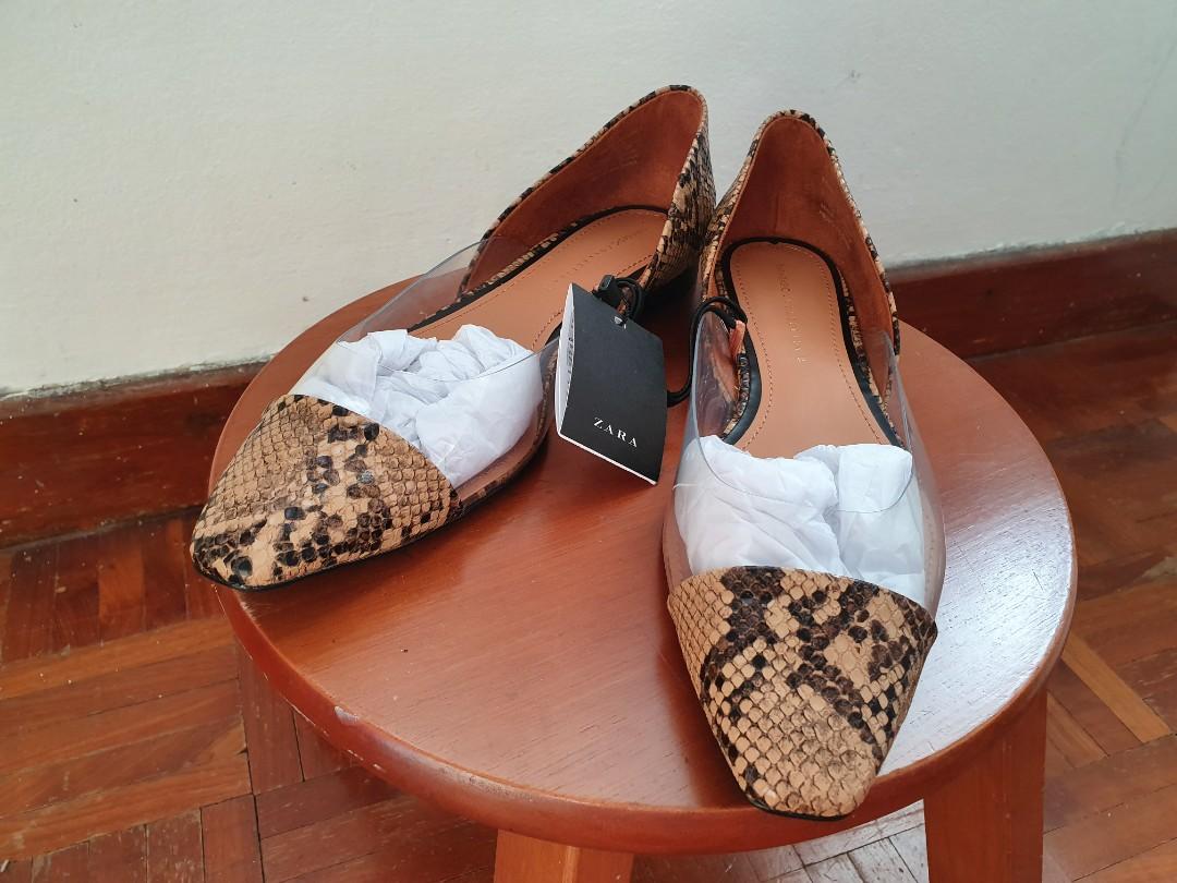 zara snakeskin flats