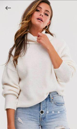 White knit turtleneck
