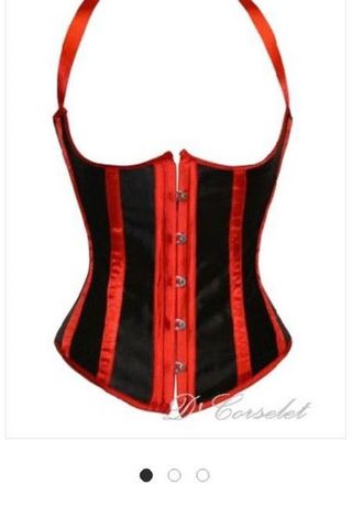 Women Sexy Red and Black lace Design Corset Top with Bow Satin laces +G  string