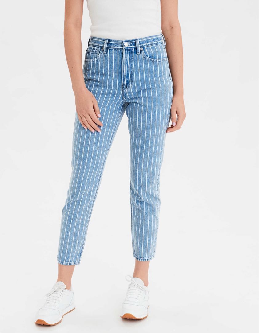 american eagle striped mom jeans