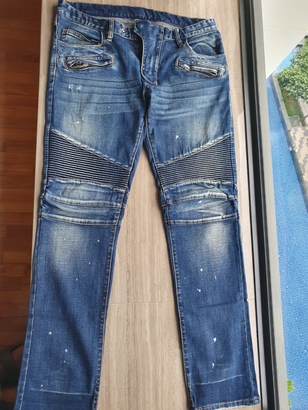 balmain style jeans cheap