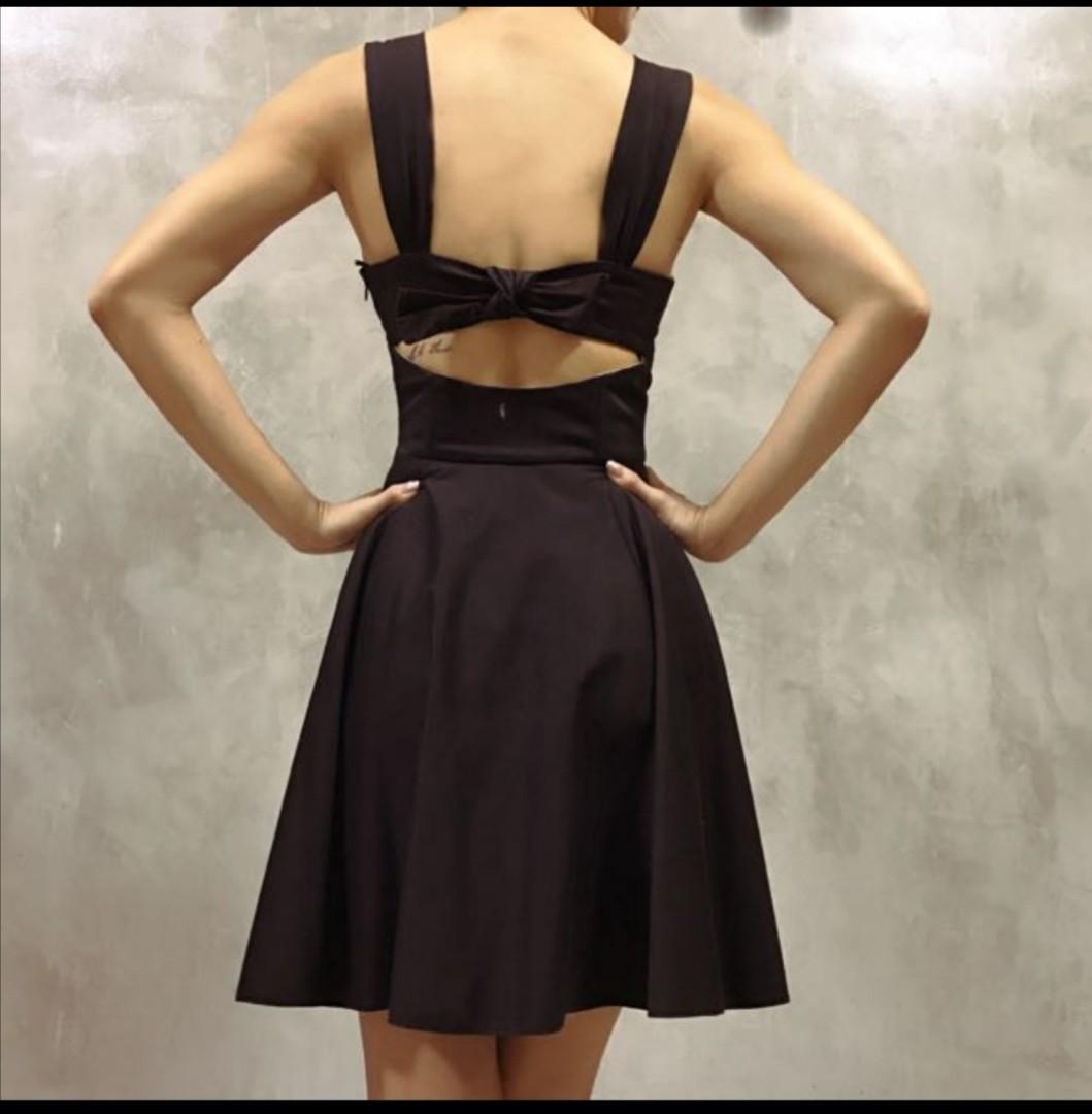 river island black bow dress