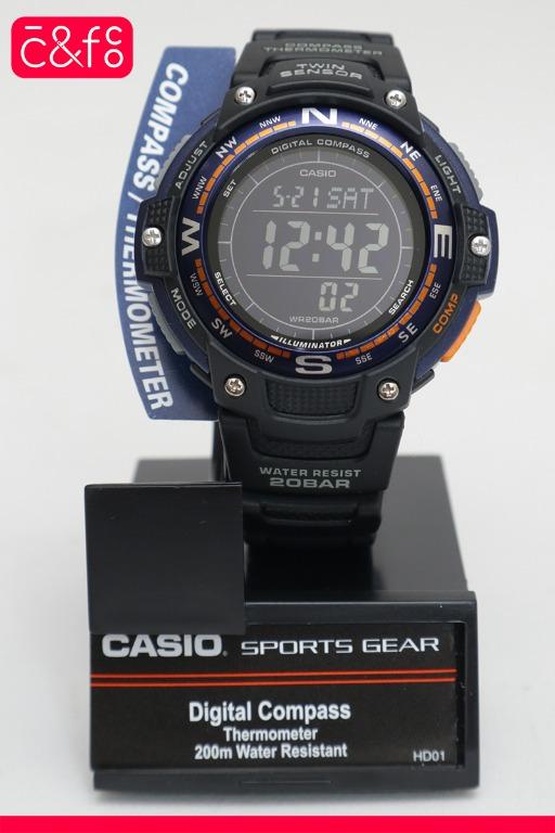 casio men's twin sensor compass watch black