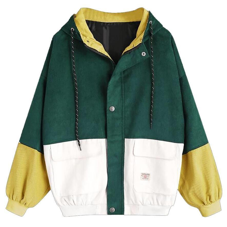 Corduroy colour block jacket top