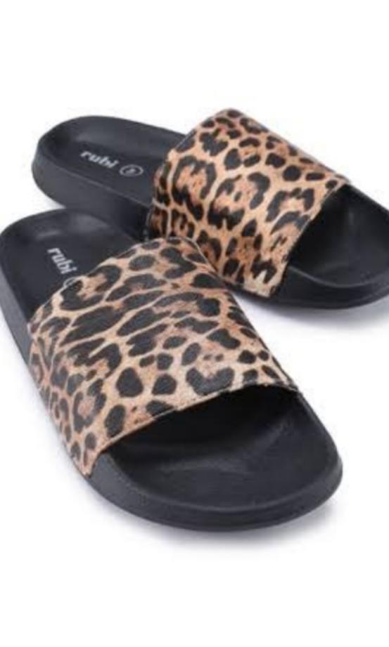 leopard slides shoes