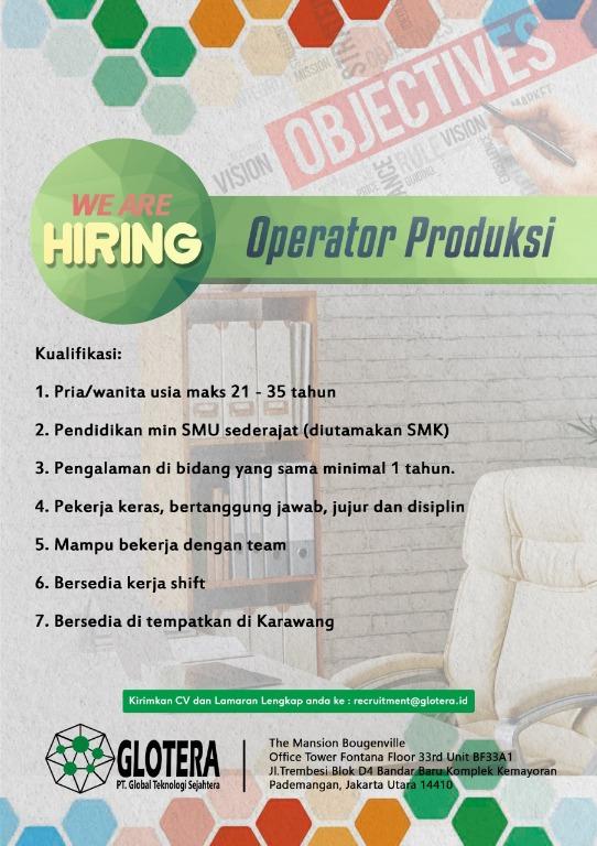 Lowongan Kerja Operator Produksi Pekerjaan Full Time Pergudangan Dan Logistic Di Carousell