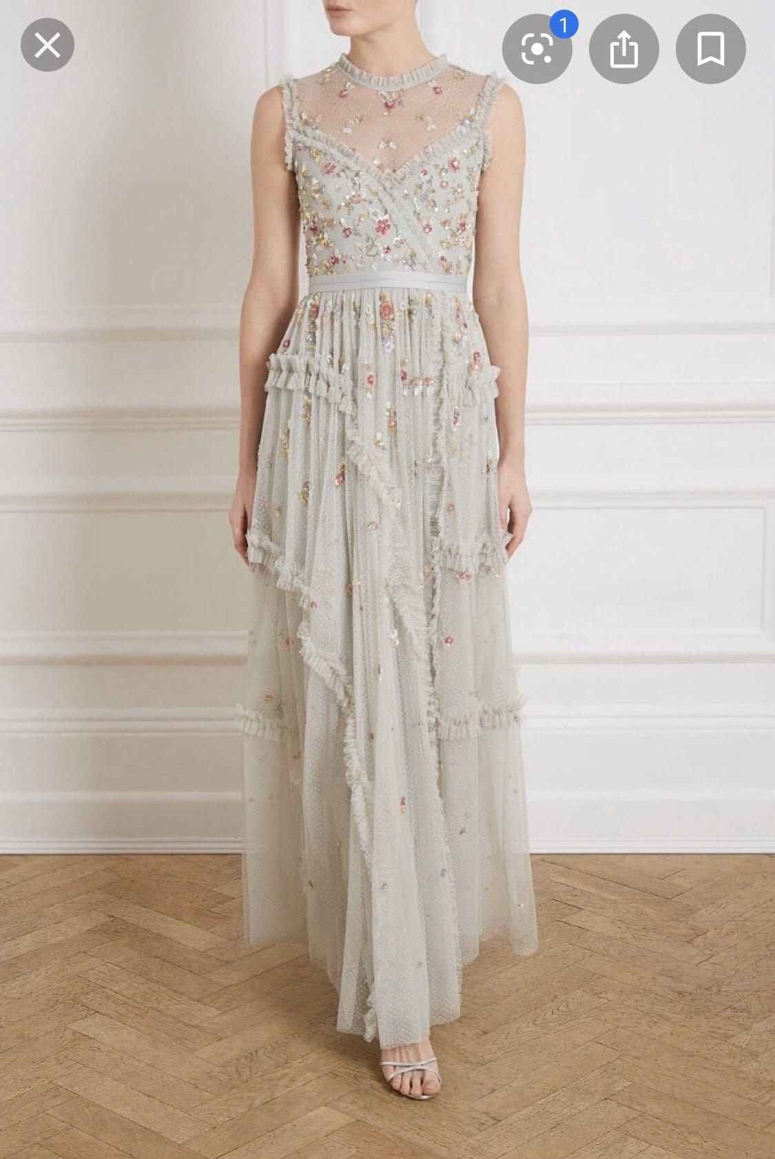 Shimmer top ditsy gown